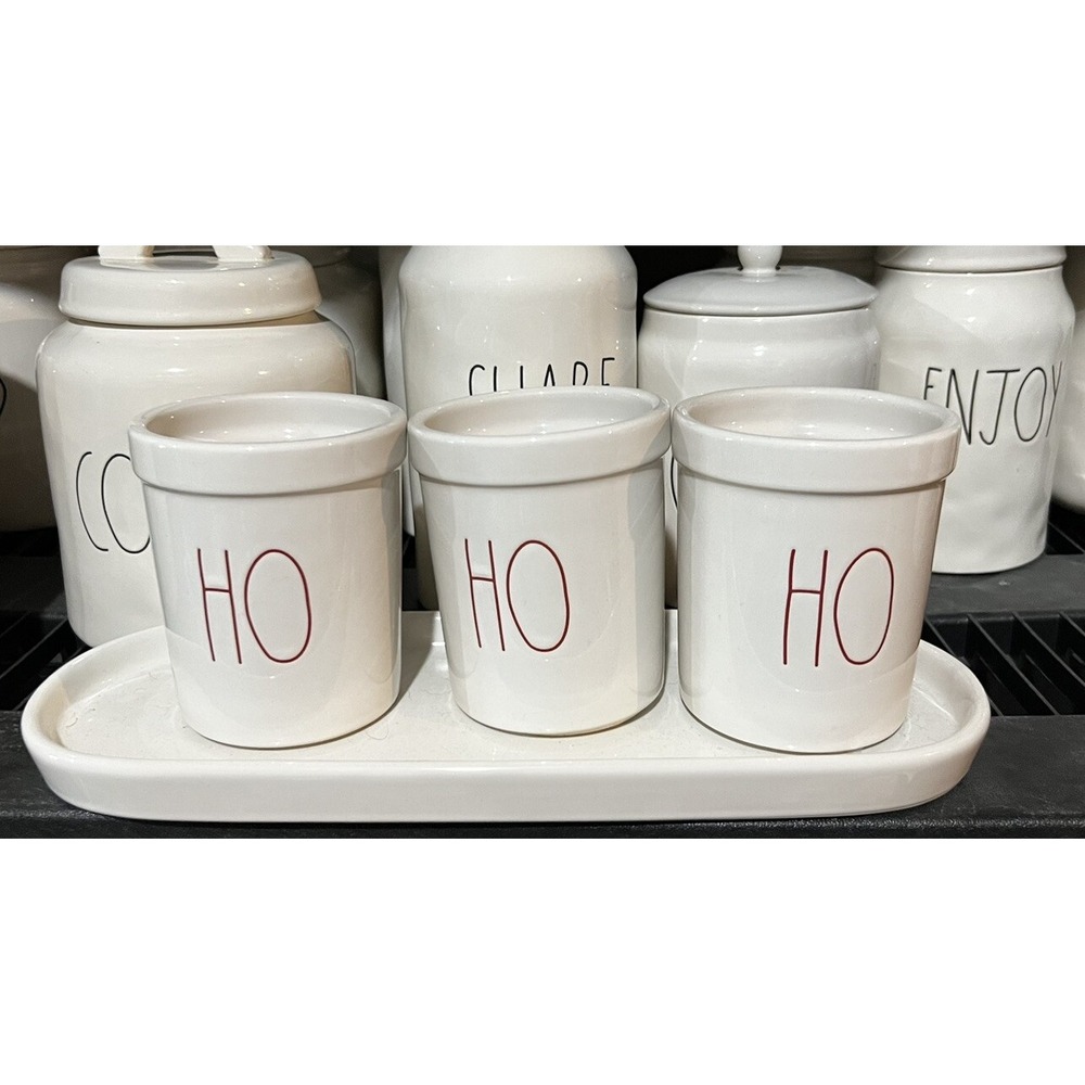 Rae Dunn Utensil Holder Red Lettering Ho Ho Ho Fork Knife Spoon Holder L
